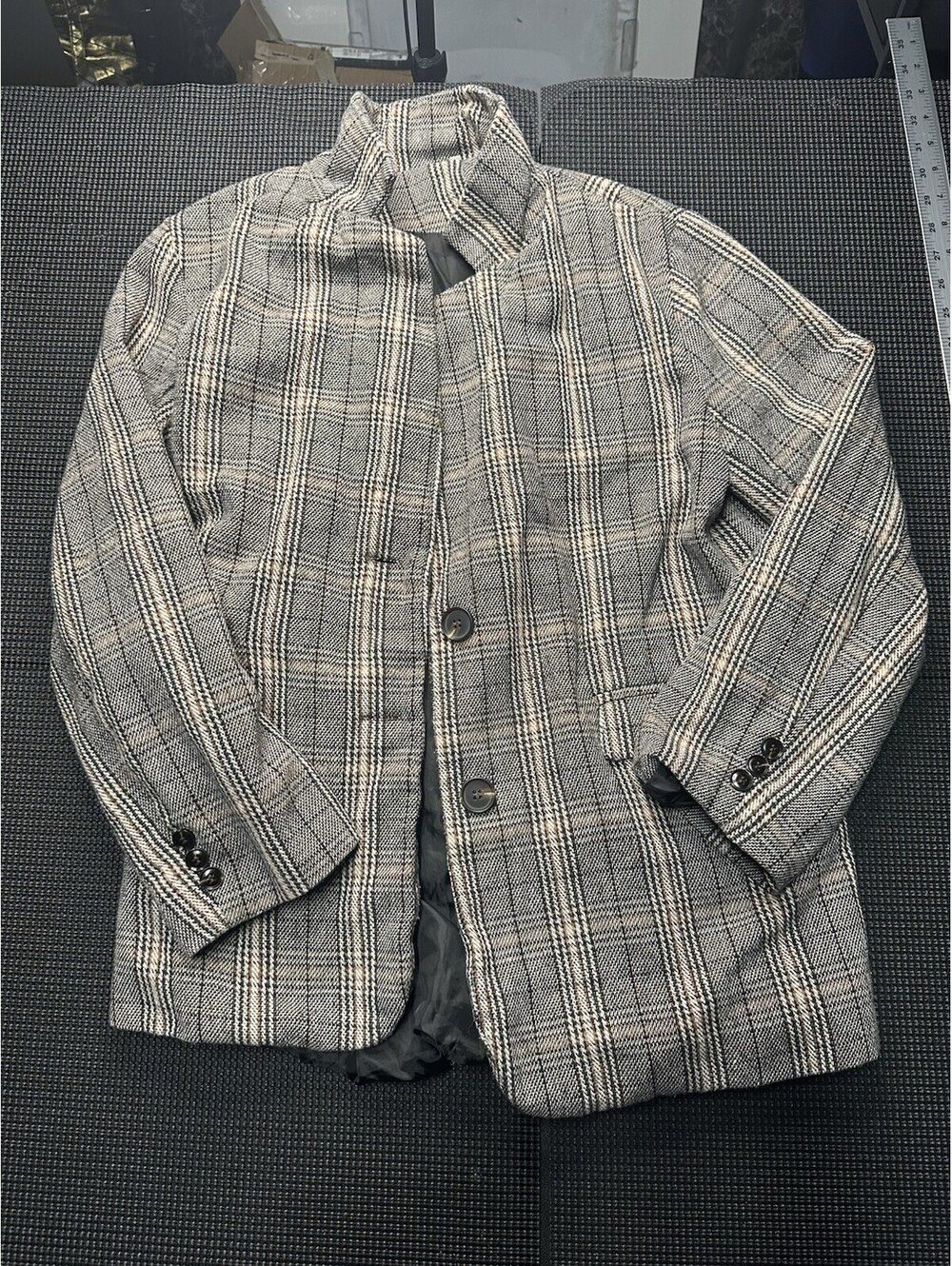 Womens Plaid Blazer Jacket Oversized Academia Old Money Grandpa Core L XL
